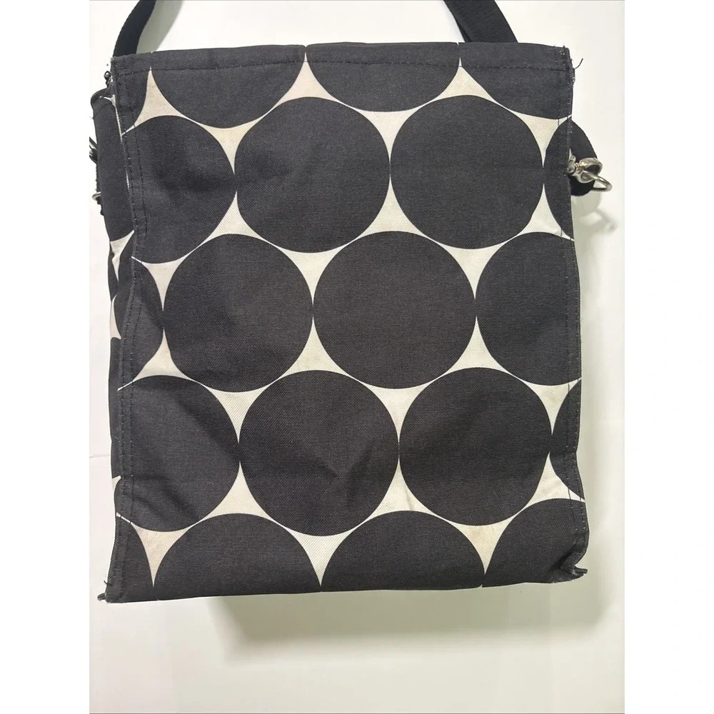 Thirty-One Picnic Thermal Insulated Cooler Bag Tote /w Strap Black Polka Dot EUC